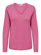 Only Onlcamilla v-neck ls pullover knt pink
