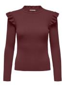 Only Onlsia sally ruffle ls pullover knt bordeaux