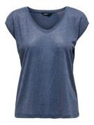 Only Onlsilvery s/s v neck lurex top jrs