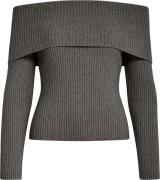 Minus Msfame off shoulder knit pull gunmetal mel