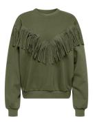 Only Onlfrey ls o-neck fringe swt army