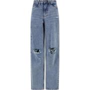 Urban Classics Dames 90's denim verweerde broek met wijde pijpen