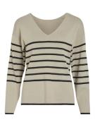 Vila viostria v-neck l/s rev top-noos 14094190 feather grey