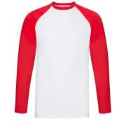 Fruit of the Loom Heren valueweight baseball t-shirt met lange mouwen