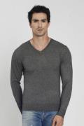 William de Faye Trui met v-neck donkergrijs