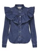 Only onlindigo ls frill dnm shirt qyt no 15297988 dark blue denim