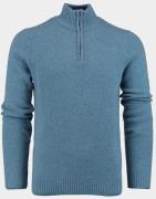 Bos Bright Blue Pullover lambswool half zip 1151224/304