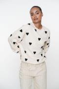 Geisha sweater hearts terry 52084-21 721 light sand/black