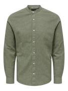 Only & Sons onscaiden ls solid linen mao shirt 22019173 swamp