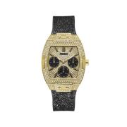 Guess Leren horloge met gouden details