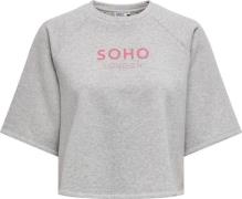 Only Onlcora s/s print o-neck ub swt light grey melange