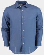 Bos Bright Blue Casual hemd lange mouw linnen katoen shirt lm 42540015...
