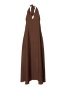 Selected Femme slfvilmi sl ankle neckholder dress 16098103 chestnut