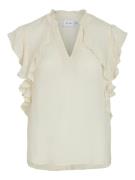 Vila Vivillas v-neck cp top ecru