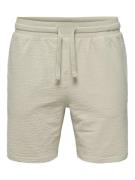 Only & Sons Onskian reg seersucker shorts beige
