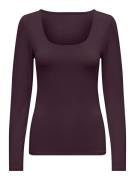Only onlea l/s 2-way deep neck top jrs n 15302647 winetasting
