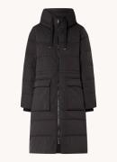 MSCH Copenhagen Pavine longline puffer jas met capuchon en klepzakken