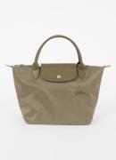 Longchamp Le Pliage Green handtas S met leren details