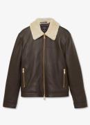 Reiss Shetland lammy coat van leer met ritszakken