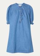 ba&sh Mini jurk van chambray met pofmouw