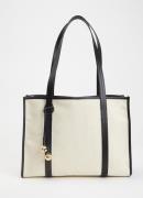 Sandro Shopper van canvas met kalfsleren details