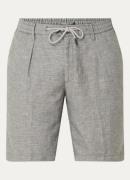 Profuomo Straight fit korte broek in linnenblend