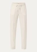 BRAX Farina mid waist straight fit broek van linnen met strikceintuur