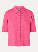Benetton Blouse van linnen met halflange mouw