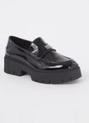 HUGO Kris loafer van lakleer met plateauzool