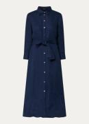Pennyblack Midi blousejurk van linnen met streepprint en strikceintuur