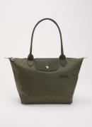 Longchamp Le Pliage Green schoudertas M met leren details