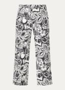 BRAX Maine S high waist wide fit cropped pantalon in linnenblend met b...