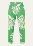 Benetton High waist straight fit cropped broek van linnen met print
