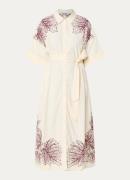 Essentiel Antwerp Hanchor midi blousejurk met borduring en ceintuur