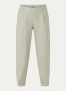 Benetton High waist tapered fit cropped chino in linnenblend met steek...