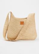Sandro Crossbodytas van raffia met details van leer