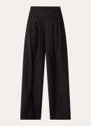 Modström Pilou high waist wide fit pantalon in wolblend met steekzakke...