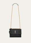 Saint Laurent Sunset Medium shoudertas van kalfsleer met crocostructuu...