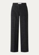 Selected Bex high waist wide fit pantalon in wolblend met pied-de-poul...