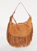 ba&sh Schoudertas XL van suède met franjes