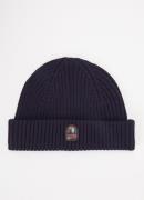 Parajumpers Ribgebreide muts in merino wolblend met logo