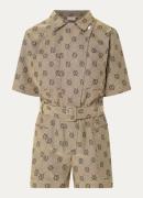 JOSH V Maxime straight fit playsuit met logoprint en ceintuur