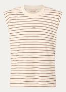 JOSH V Sue T-shirt met schoudervulling en streepprint