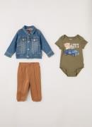 Levi's Set van spijkerjas met romper en tapered fit joggingbroek 3-del...