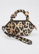 Ganni Bou Nano handtas van leer met panterprint