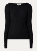 Fabienne Chapot Alida ribgebreide top met boothals