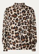 Expresso Blouse met ballonmouw en panterprint