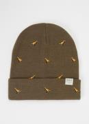Barts Vinson fijngebreide muts met borduring