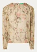 Benetton Semi-transparante tuniek met bloemenprint