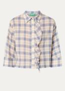 Benetton Blouse van crêpe met volant en ruitdessin